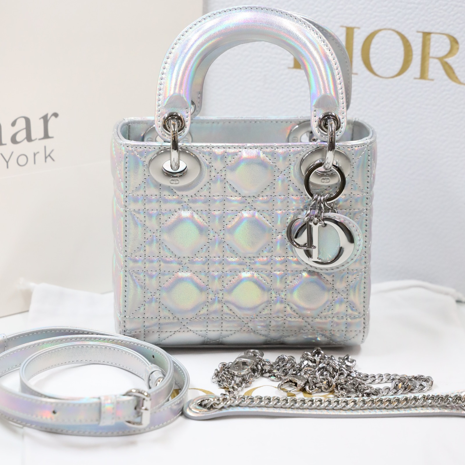 Mini Lady Dior Silver Bag